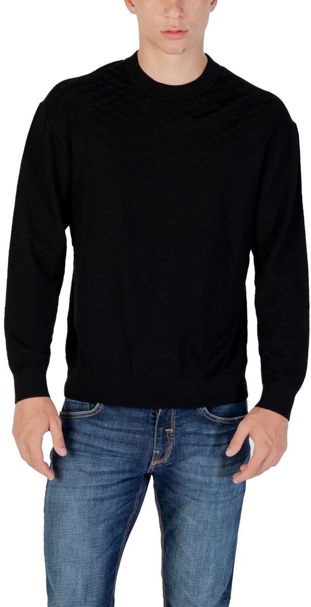 Round Neck Long Sleeve Knitwear - Black Sweaters