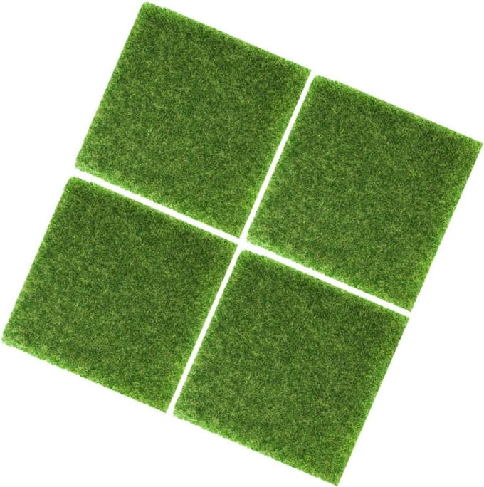 Kunstgras Matten - Nep Gazon - Modelbouw Decoratie - Snijdbaar Materiaal - 4 Stuks - Groen