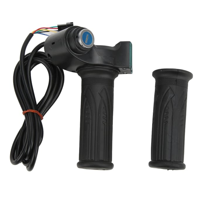 2 STUKS Elektrische Fiets Gashendel Handvat Snelheidsregelaar Gashendel met Groen Digitaal Display black