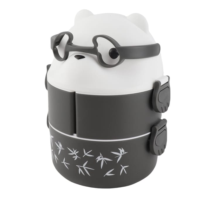 Lunchbox 2 Lagen Containers Draagbare Lunchbox Herbruikbare Lekdichte Voedselcontainer voor School Werk Camping Beer grey white