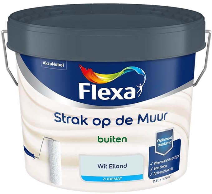 Flexa - Strak Op De Muur Buiten Zijdemat - Wit Eiland - Mengverf - 2,5 L