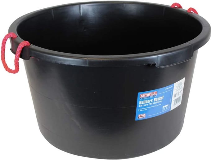 Bouwemmer - Grote emmer - Mengen en transporteren - Slagvast flexibel materiaal - 65 Liter - Zwart