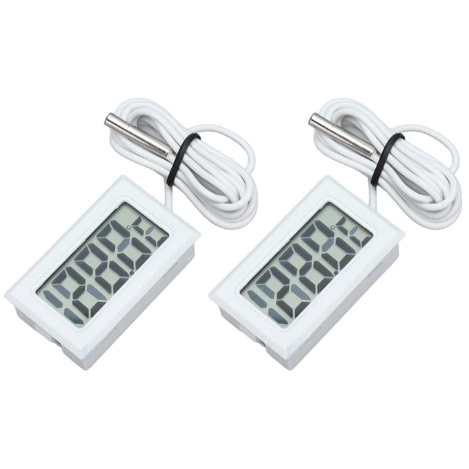 2 Stuks Elektronische Digitale Thermometer Thermostaat Temperatuurmeter 2s Refresh met SondeWit white