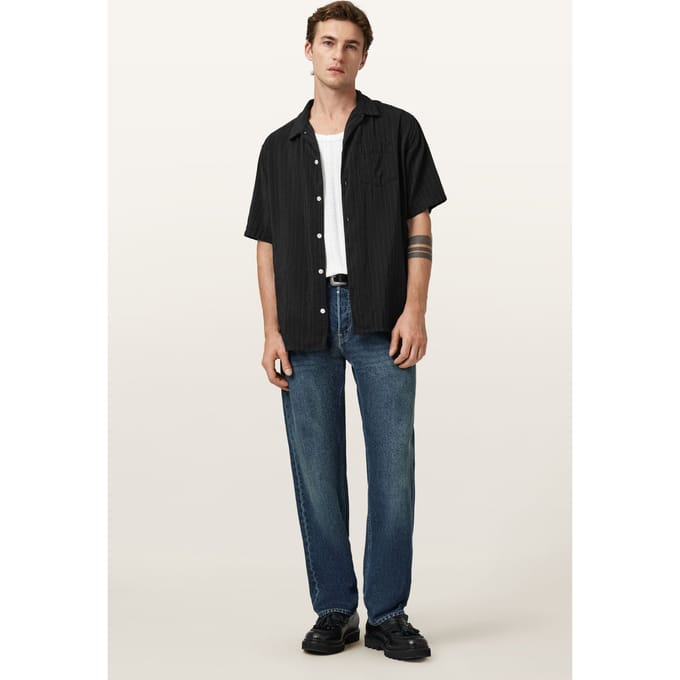 AllSaints Perry Ss Shirt Black Taglia: M | Camicie Casual Outlet | Uomo | Nero