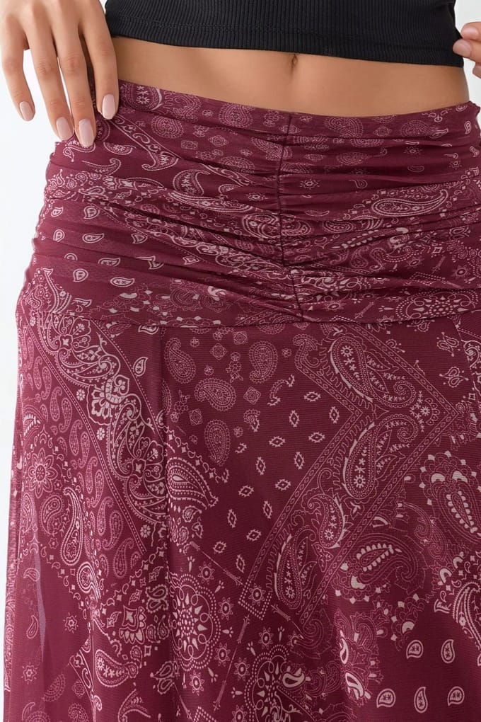 Gepatternede Midi Wikkelrok met Rimpeldetail