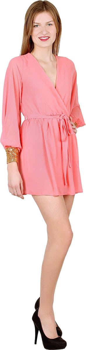 John Zack - koraal chiffon jurk / L