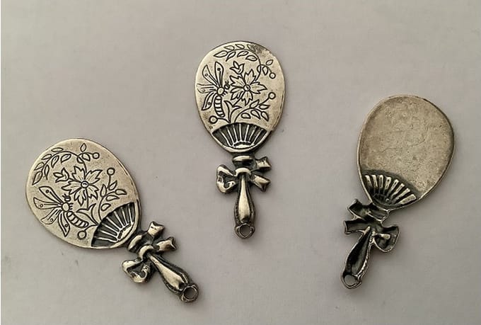 Metalen ornamenten - handspiegel - 33438 - 3 stuks