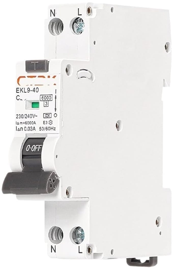 Beveiligingsschakelaar - Stroomonderbreker - Elektrische Beveiliging - Type A RCD - 6KA 30mA - Grijs
