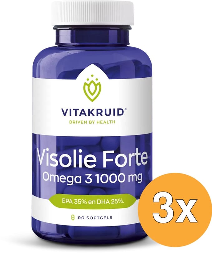 3x Vitakruid Visolie Forte 1000 mg EPA 35% DHA 25% (90 softgels)