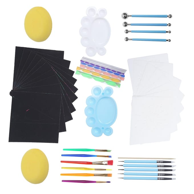 Stippelgereedschap Multifunctionele Mandala Rots Schilderset met Waterdichte Tas voor Aquarel white
