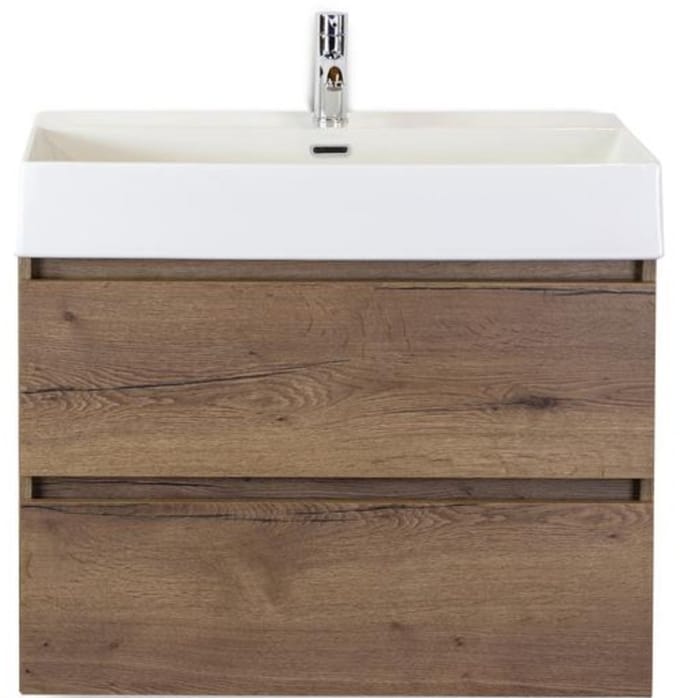Maxx XL Badmeubelset 80 cm - Tabacco - Wastafel Kube 1 Kraangat