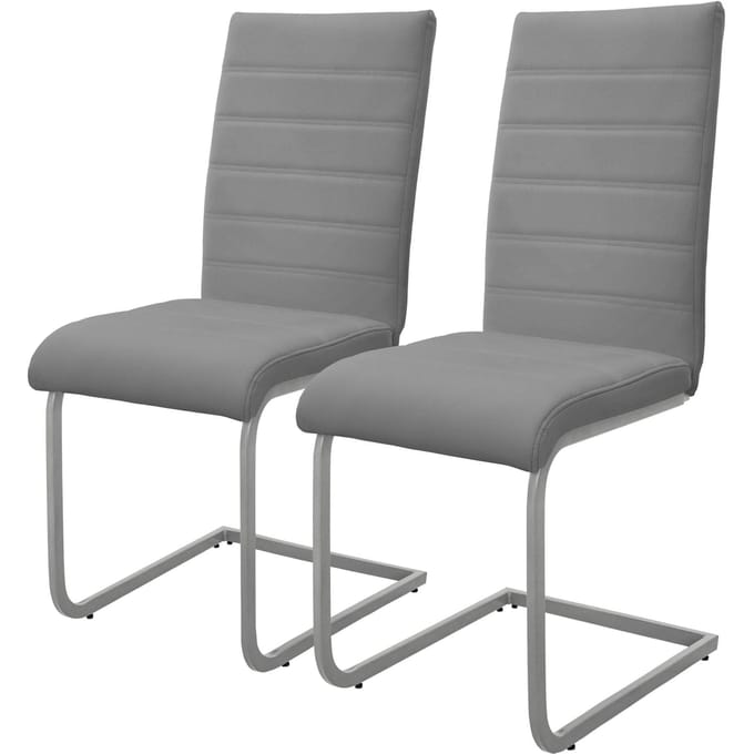 Set van 2 slede eetkamerstoelen met rugleuning grijs kunstleer bekleed ML-Design