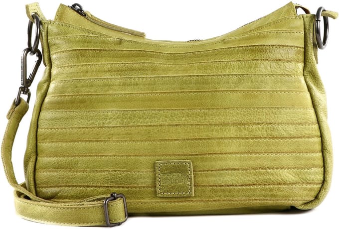 FREDsBRUDER Leren Schoudertas Likely Midi Light Yellow Moss Mosterdgeel