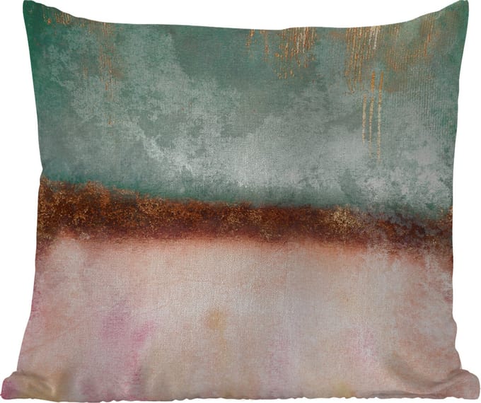 Tuinkussen - Goud - Verf - Abstract - Groen - Roze - 40x40 cm - Weerbestendig