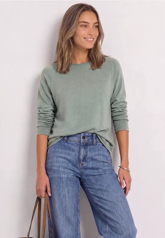Longsleeve met ronde hals en rolrand