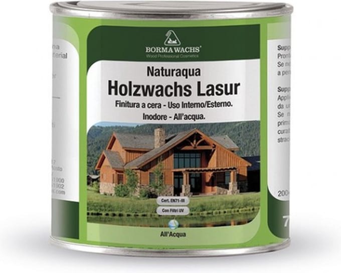 Borma Wachs Lazuur / buitenbeits Wit (kleur 50) op waterbasis 750ml