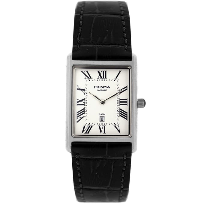 Prisma - heren horloge - P.2372 Baron Silver leder wit/ zwart