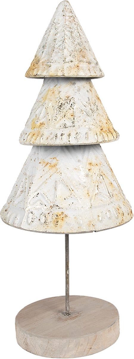 Clayre & Eef Kerstdecoratie Beeld Kerstboom 32 cm Wit Metaal