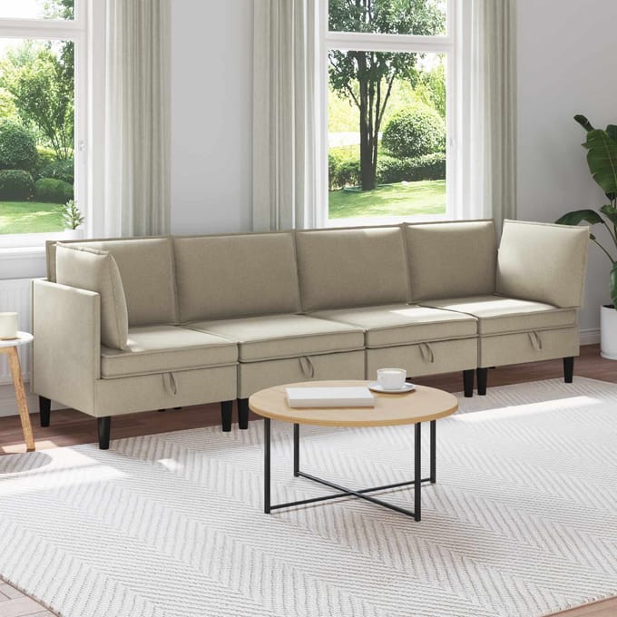 vidaXL - Woonkamer - Meubelset - 4 - st - Zand - Stof