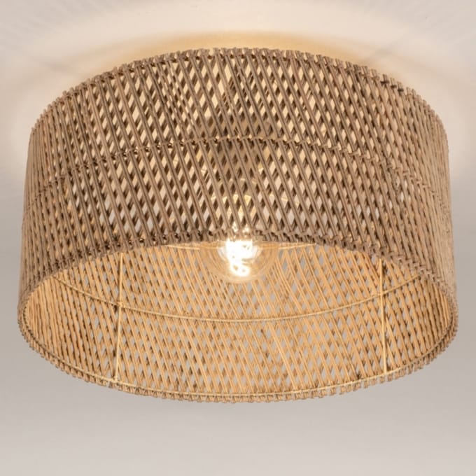 Lumidora Plafondlamp 31476 - Plafonniere - MAZE - E27 - Beige - Naturel - Riet - ⌀ 50 cm