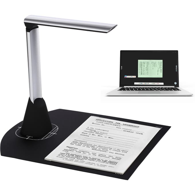 Aibecy BK34 Scanner de caméra de documents caméra HD 5 mégapixels format de Capture A4 avec enseignement de la lumière LED multicolore