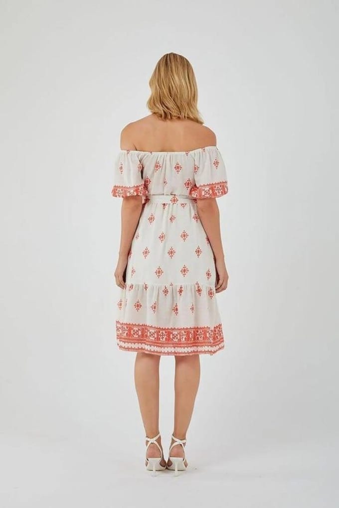 Bloemen Off Shoulder Midi Jurk