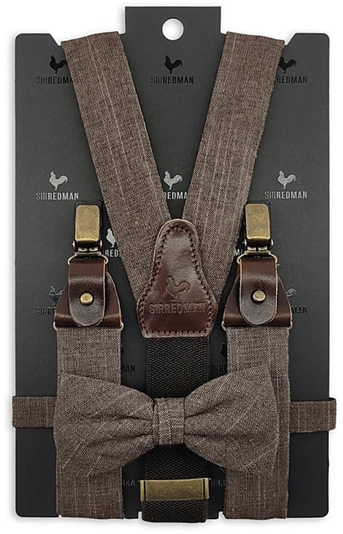 Sir Redman - Bretels met strik - bretels combi pack Linen Love Brown - bruin