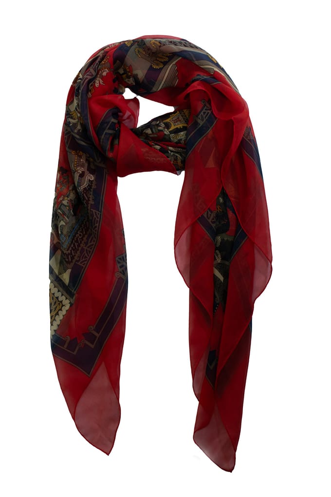 Hermes Astres et Soleils zijden sjaal in rood