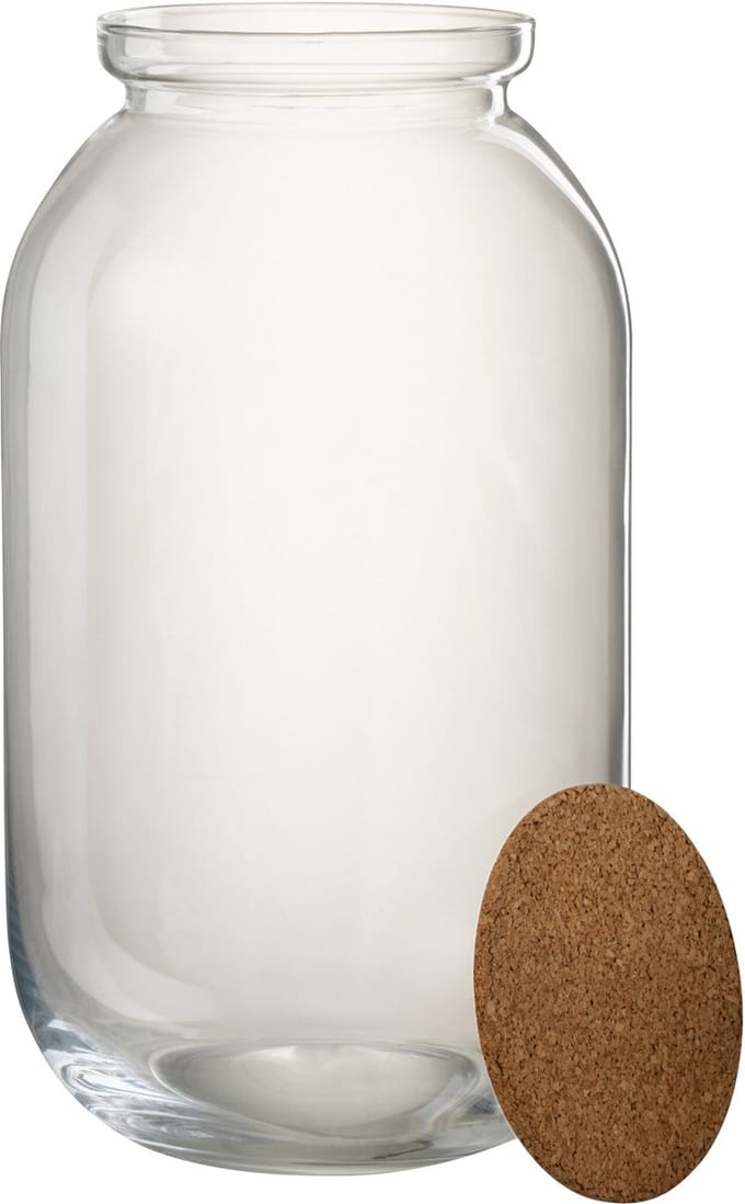 J-Line voorraadpot Roxy - glas/kurk - transparant - large