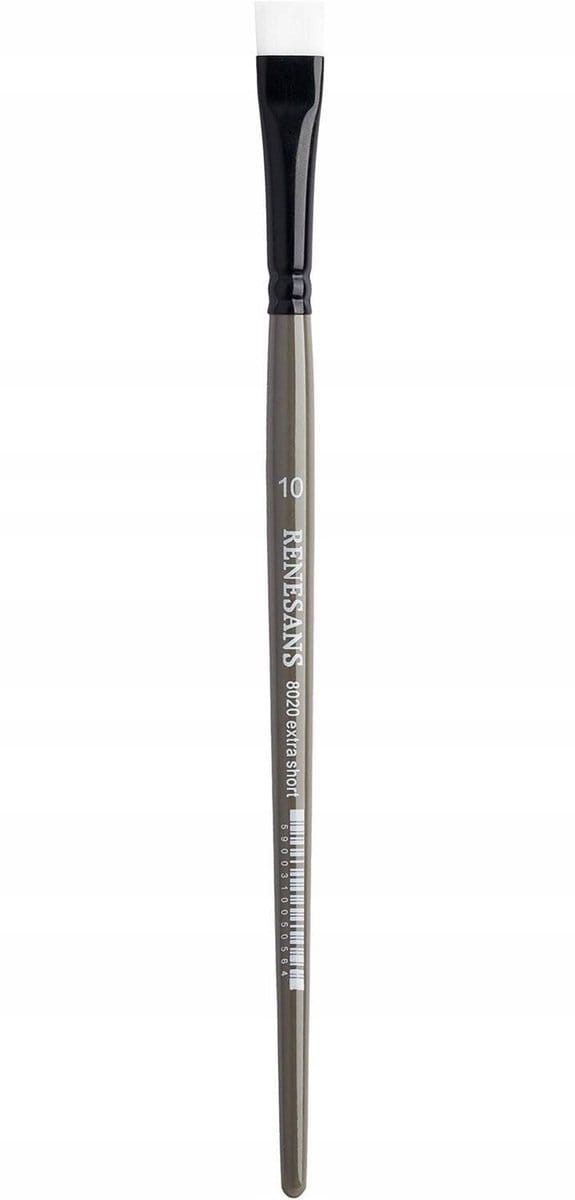 Renesans Platte Kwast Extra Kort Maat 10 Synthetisch Wit Haar