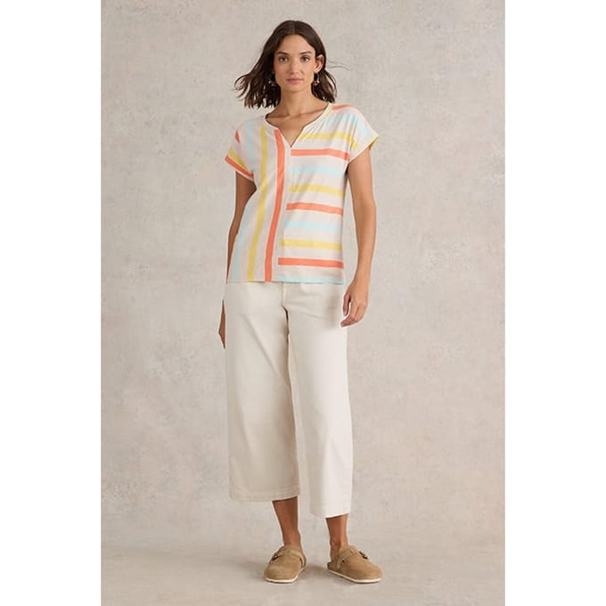 White Stuff Nelly Notch Neck Tee Natural Taglia: 8 | Maglie Sportivi Outlet | Donna
