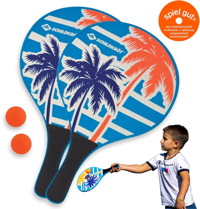 Schildkröt strandspel houten paddle set - beach tennis speelgoed.