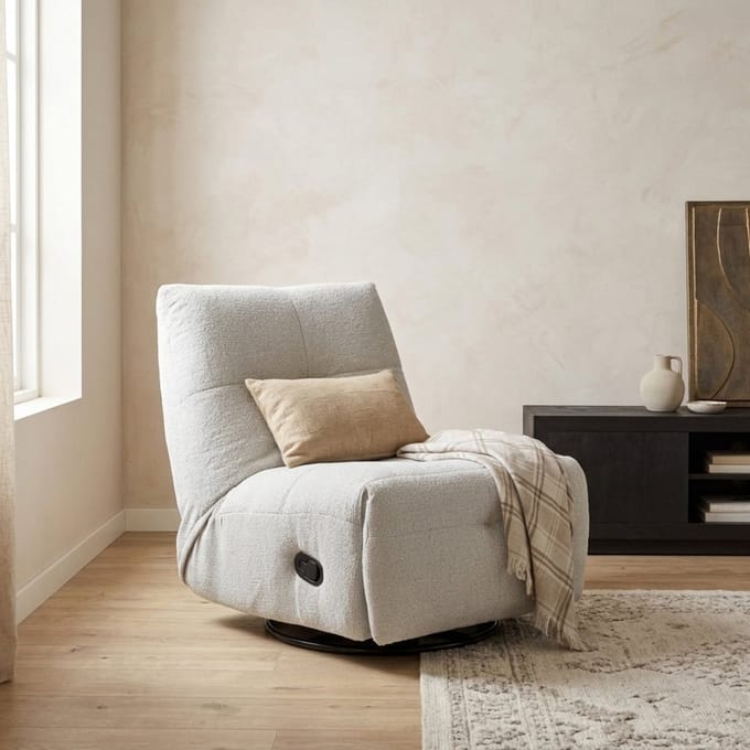Starfurn Relaxfauteuil Lazy - pixie Light Grey - Draaibaar & verstelbaar - 82x103x96 cm
