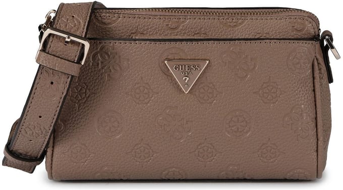 GUESS schoudertas Cresidia II Mini Xbody Top Zip Bag Dark Taupe Logo