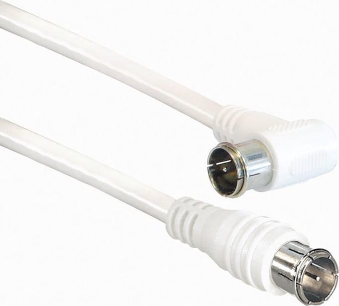 F-quick (m) recht - F-quick (m) haaks coaxkabel - wit - 7,5 meter