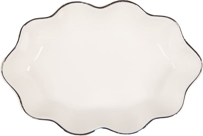 Clayre & Eef Zeepbakje 15x10x3 cm Wit Keramiek