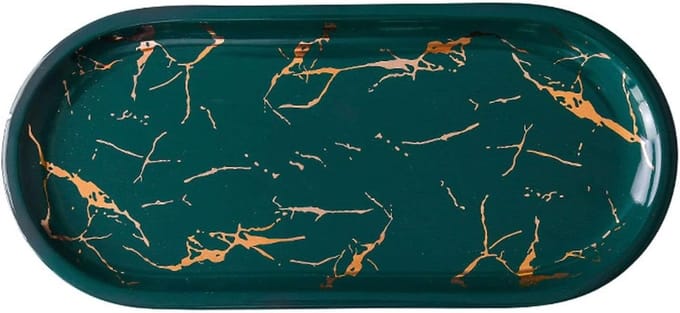 Marmeren Dienblad - Sieradenhouder - Sieraden Opbergen - Uniek Ontwerp - Groot formaat - Groen