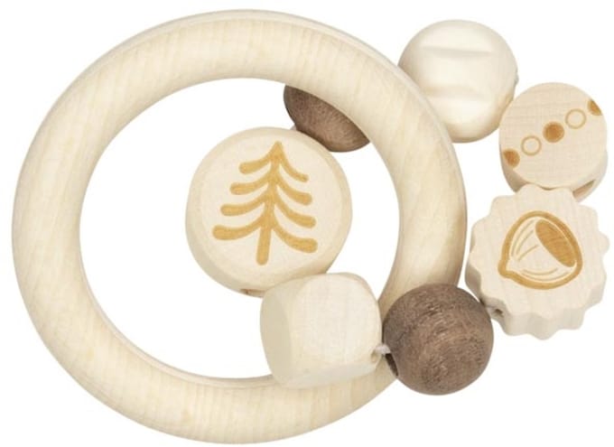 Goki Baby Bijtring: BOS diam.9cm, hout , in vensterdoos