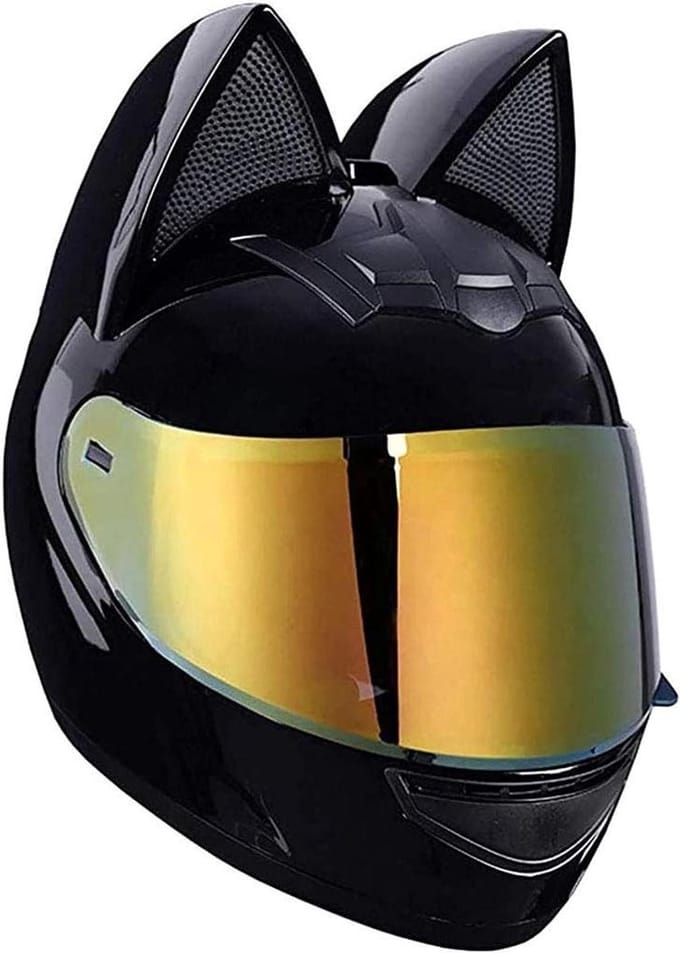 Motorhelm Kattenoren - Integraalhelm Off-Road - Veilig Rijden - DOT Gecertificeerd - 1.6 Kilogram - Zwart