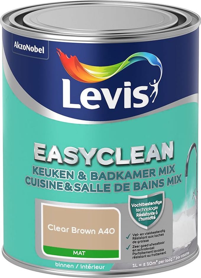 Levis - Easyclean Keuken & Badkamer Mix - Clear Brown A40 - Mengverf - 1 L