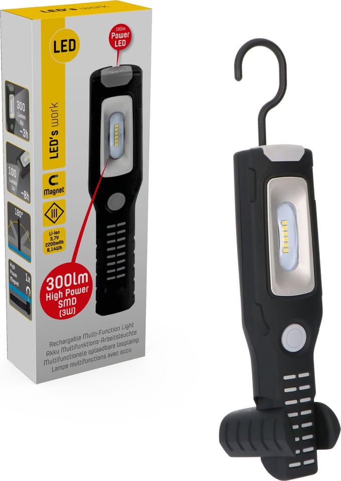LED's Work Looplamp op Accu 300 - Oplaadbaar & draadloos - 2 lichtpunten