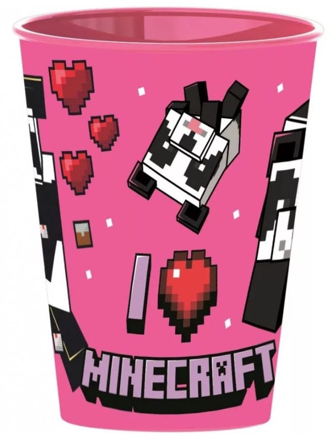 Roze minecraft beker, Mine craft beker, Mine craft, kinder beker, Kunststof drink beker