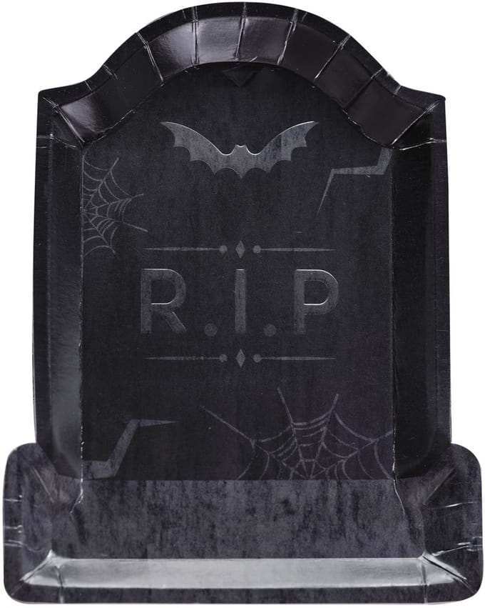 RIETHMULLER - 8 kartonnen grafsteen borden RIP Halloween