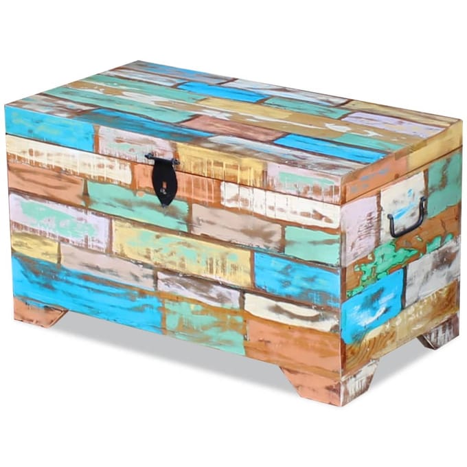 Coffre de rangement style vintage en bois massif recyclé