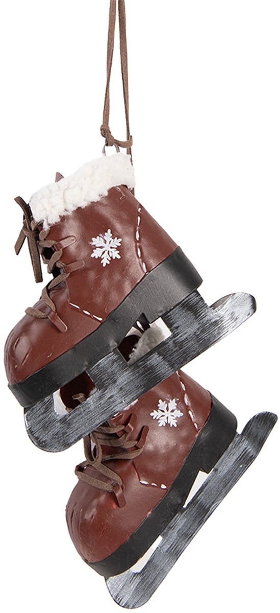 Clayre & Eef Kersthanger Schaatsen 14x12x40 cm Rood Metaal