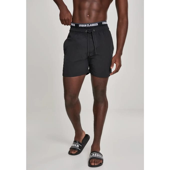 Urban Classics - Two in One Zwemshorts - XL - Zwart/Wit