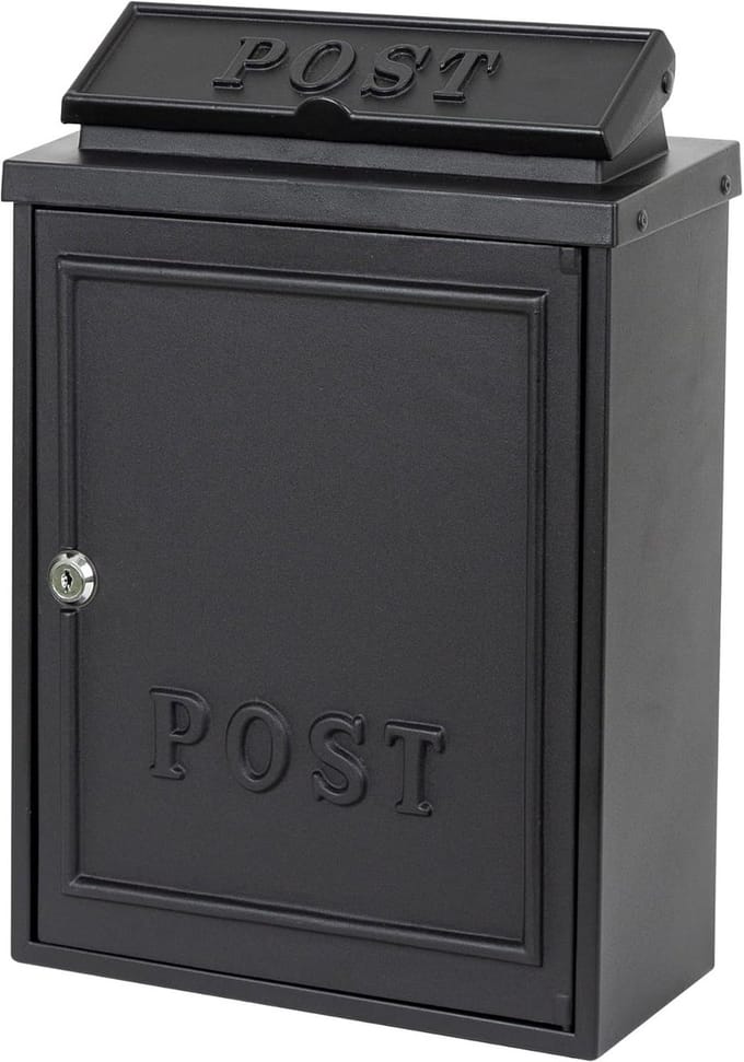 Zwarte metalen brievenbus Postbox B6