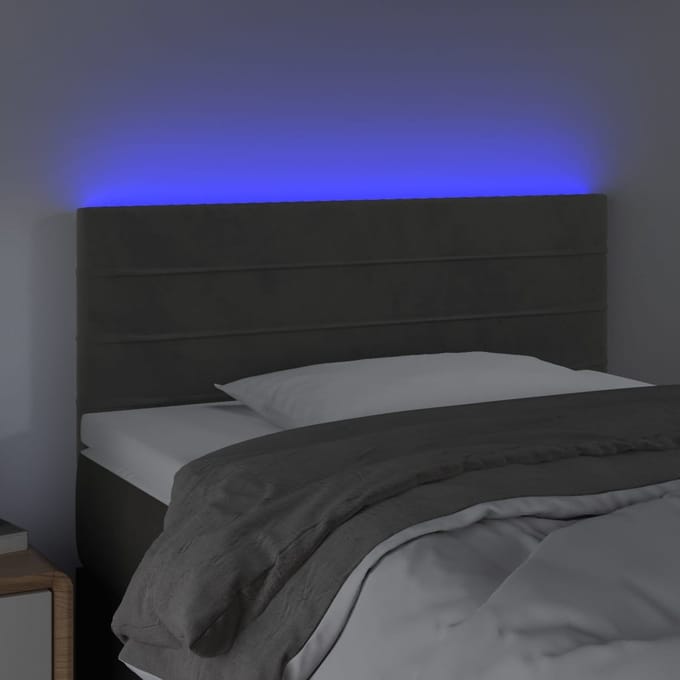 vidaXL - Hoofdbord - LED - 80x5x78/88 - cm - fluweel - donkergrijs