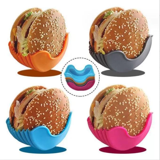Support en silicone pour hamburgers, boîte de rangement réutilisable pour sandwichs gray