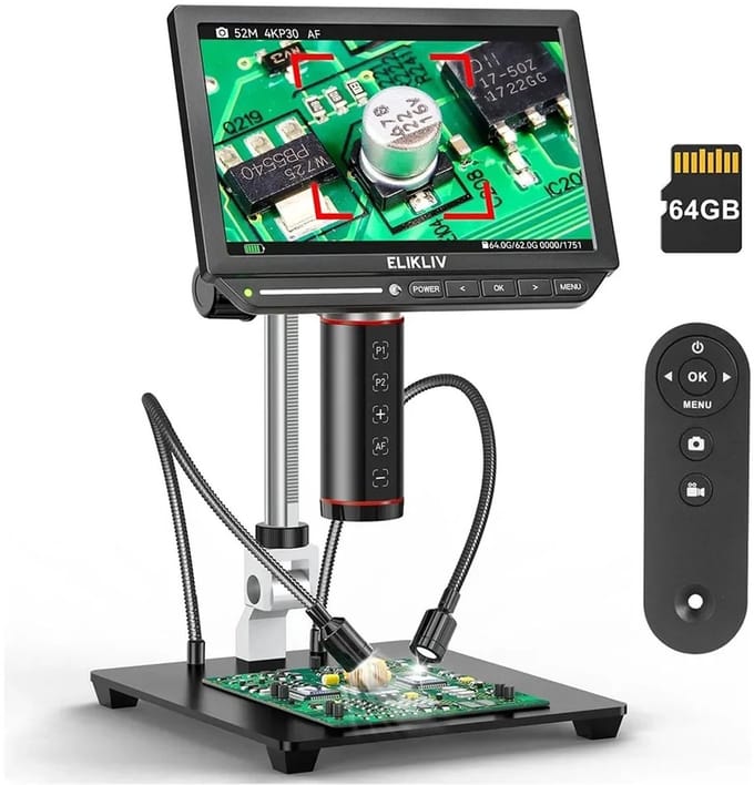 Cellista Digitale Microscoop 4K - Soldeermicroscoop - Elektronen Microscoop - Autofocus Microscoop - 2000x Vergroting - 8 Inch IPS Scherm